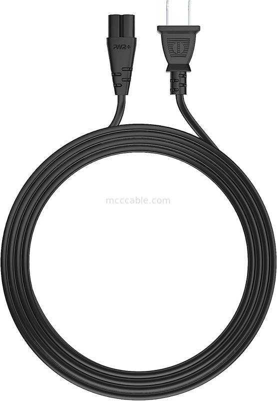 12ft Elektrik Gücü Kablosu 2 Prong Ac Duvar Plug 2 Slot Led LCD