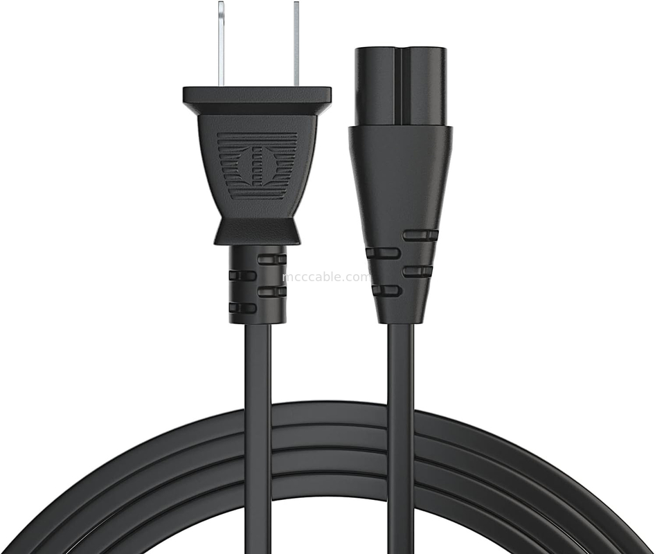 12ft Elektrik Gücü Kablosu 2 Prong Ac Duvar Plug 2 Slot Led LCD