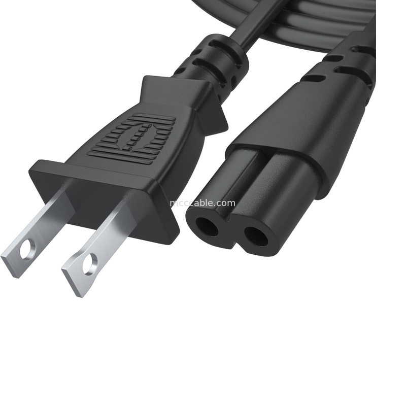 12ft Elektrik Gücü Kablosu 2 Prong Ac Duvar Plug 2 Slot Led LCD