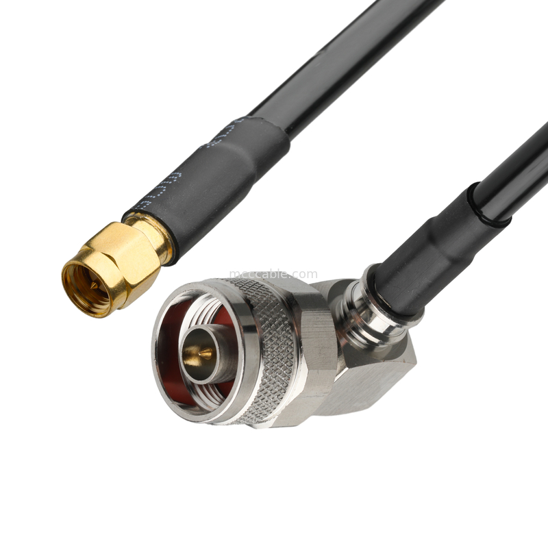 RF Bağlayıcısı Lmr-240 Düşük Kayıplı RF Kablosu Siyah Sma Erkek Düz Plug To N Erkek Plug Sağ Köşeli Plug