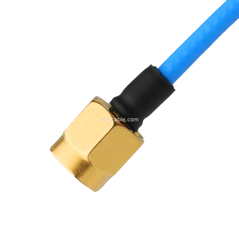 RF konektörü Düşük PIM Koaksiyel Kablo Montajları Esnek TFT-5G-402 Mavi FEP Ceket ile Çift Kalkanlı