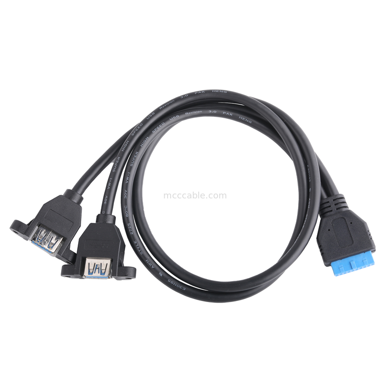 USB 3.0 Ön Panel Ana tahtası 19/20 Pin Kablo USB Kadın Splitter Adaptör Uzantı Bağlantısı