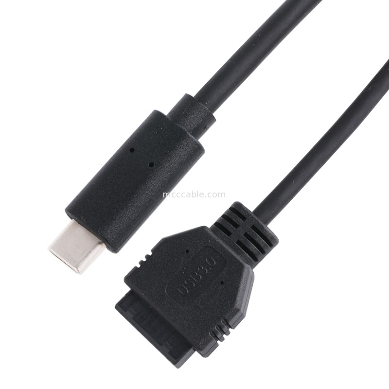 20P Kadın USB 3.0 Tip-C'den IDC Adaptör Kablosu İç Direniş Siyah PVC Tel OEM ODM