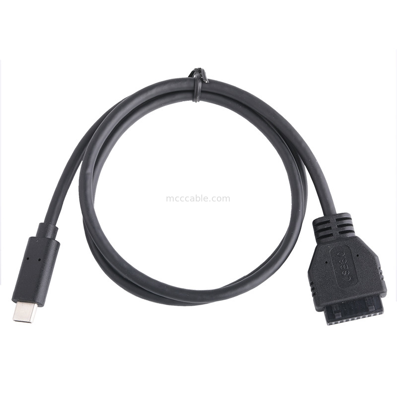 20P Kadın USB 3.0 Tip-C'den IDC Adaptör Kablosu İç Direniş Siyah PVC Tel OEM ODM