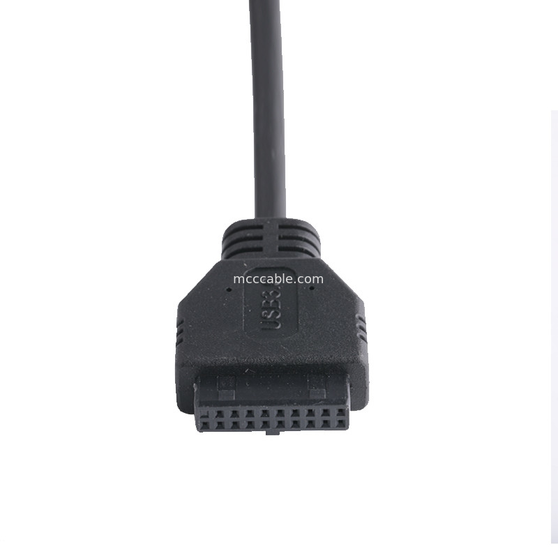 20P Kadın USB 3.0 Tip-C'den IDC Adaptör Kablosu İç Direniş Siyah PVC Tel OEM ODM
