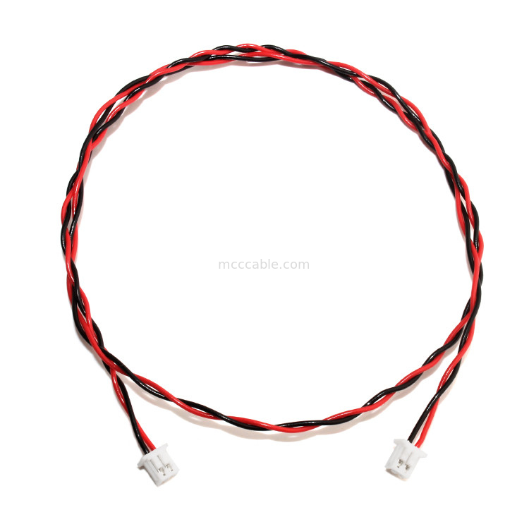 JST Kablo Demeti XHP-2 Konektör kablosu 22AWG UL1007 Siyah Kırmızı 2P Yapıştırılmış Kablo
