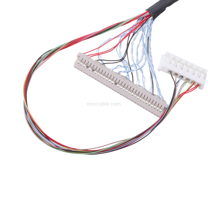 Özel 40 Pin Lvds Kablo Montajı 0.5mm Pitch lcd lvds kablosu Yatay çiftleşme tipi mikro koaksiyel konektör