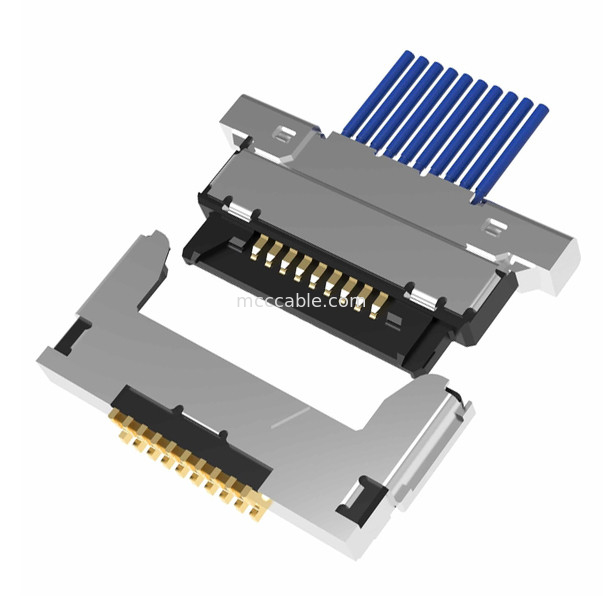 10pin Lvds Mikro Koaksiyel Kablo Tertibatı 20345-010T-32R 0,4 mm hatveli Yatay çiftleşme tipi mikro koaksiyel konektör