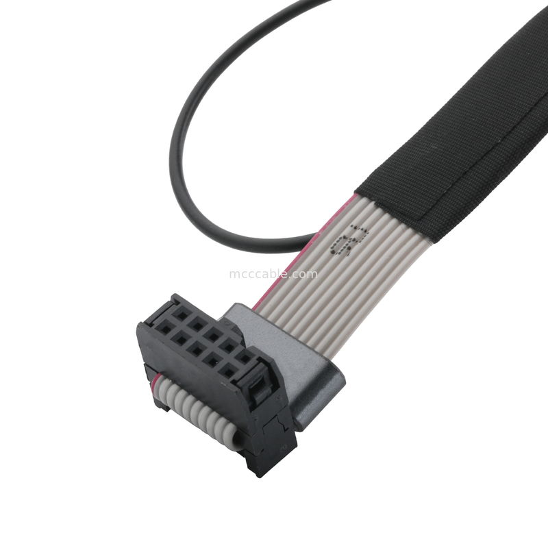 IDC FC-10P ve TER M4 pitch 1.27mm Halkalı telli UL2651 28AWG kablosu ile toprak kablosu bağlantısı OEM/ODM