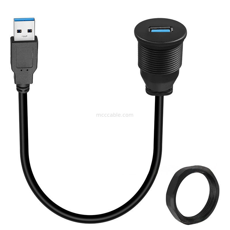 Özel kemer USB3.0 kalbe Araç gösterge paneli kablosu yuvarlak başlı USB3.0 erkeğe dişi uzantı kablosu su geçirmez kablo