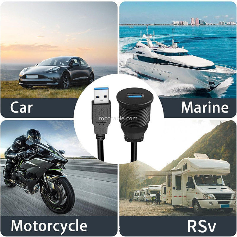 Özel kemer USB3.0 kalbe Araç gösterge paneli kablosu yuvarlak başlı USB3.0 erkeğe dişi uzantı kablosu su geçirmez kablo