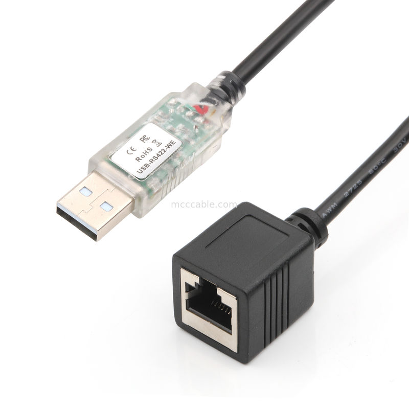 Endüstriyel Özel Kablo Adaptörleri USB-A RJ422'den RS232 Ağı Portu Ağı Mühendisliği Hata Hata Kablosu