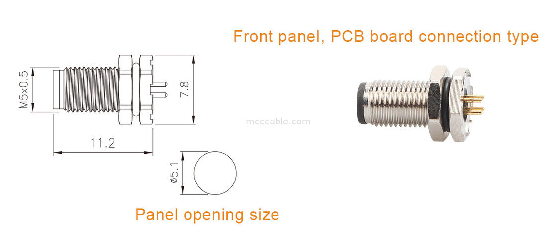 Yuvarlak Bağlantı M5 kodu-A Su geçirmez Serisi Panel Flange PCB Erkek Soket Destek 3 çekirdek ve 4 çekirdek özelleştirme IP67
