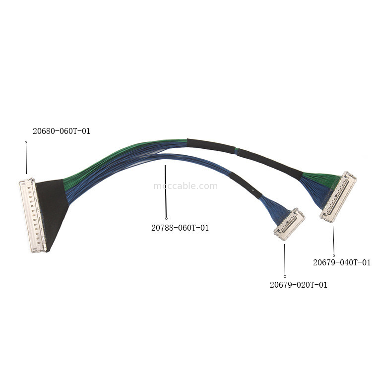 60 PIN Mikro Koaksiyel Kablo EMI Koruma Kablosu 20788 060T 01 lvds edp Kablo