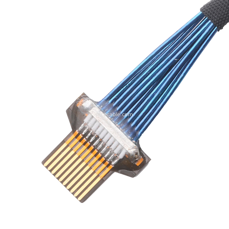 36AWG Mikro Koaksiyel Kablo – 50Ω Empedans – FPC 10-Pin'den FPC 10-Pin'e – UL1354