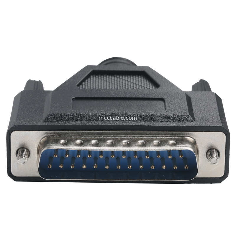 25-Pin Male to M12-2P Female Wire Harness - UL2464 20AWG 2C Black Jacket