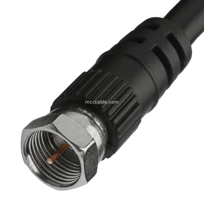 Dual F59 Male Coaxial Cable - RG59/U 75 Ohm Black Shielded A/V Cable