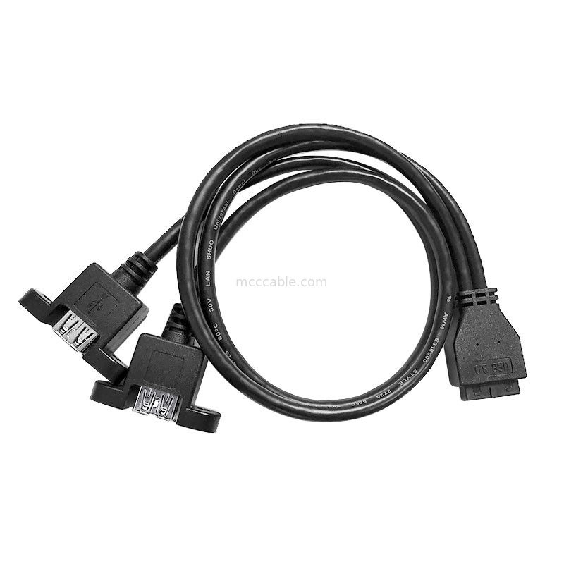 USB 3.0 Panel Montajı A x2 - 20 Pin Başlıklı Anakart Özel Kablo Demeti